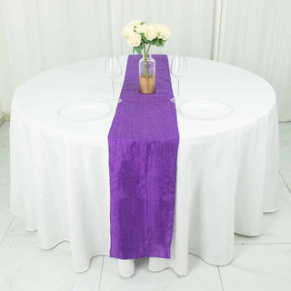 Add a Touch of Elegance to Your Table with the Purple Accordion Crinkle Taffeta Linen Table Runner Add a Touch of Elegance to Your Table with the Purple Accordion Crinkle Taffeta Linen Table Runner