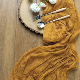 Create a Rustic Boho Look with the Mustard Yellow Gauze Cheesecloth Boho Table Runner