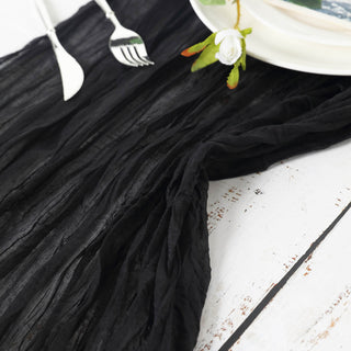 Create a Stunning Look with the 10ft Black Gauze Cheesecloth Boho Table Runner