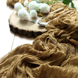 10ft Gold Gauze Cheesecloth Boho Table Runner#whtbkgd