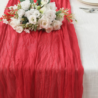 Add a Touch of Elegance to Your Table with the 10ft Red Gauze Cheesecloth Boho Table Runner