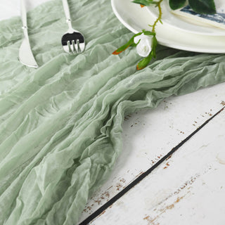 Create Unforgettable Memories with the Sage Green Gauze Cheesecloth Boho Table Runner