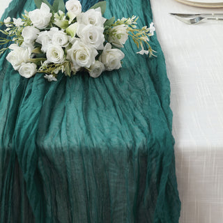 Peacock Teal Gauze Cheesecloth Boho Table Runner - The Perfect Addition to Your Event Decor