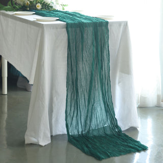 Peacock Teal Gauze Cheesecloth Boho Table Runner - Add Elegance to Your Event Decor