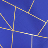 9ft Royal Blue With Gold Foil Geometric Pattern Table Runner#whtbkgd