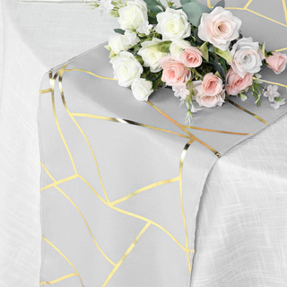 Add a Touch of Glamour with the Silver and Gold Foil Geometric Pattern Table Runner