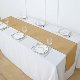 Enhance Your Event Decor with the Rustic Faux Burlap Table Runner