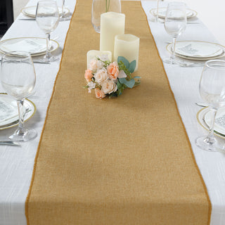 Add a Touch of Elegance with the Gold Boho Chic Rustic Faux Burlap Cloth Table Runner
