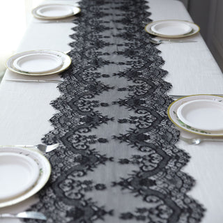 Black Premium Lace Fabric Table Runner - Add Elegance to Your Table