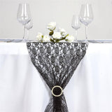 12" x 108" Black Floral Lace Table Runner