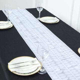 Elegant White 3D Leaf Petal Taffeta Table Runner for Stunning Tablescapes Elegant White 3D Leaf Petal Taffeta Table Runner for Stunning Tablescapes