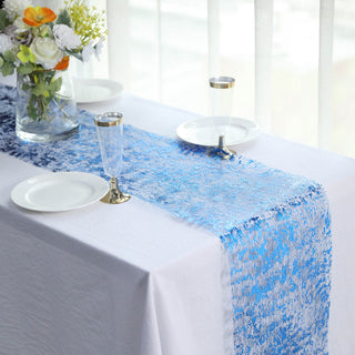 Elevate Your Table Décor with the Blue Foil Polyester Table Runner