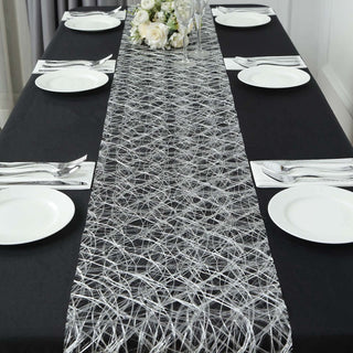Add a Touch of Glamour to Your Table with the Metallic Silver Non-Woven Fiberweb Polyester Table Runner Add a Touch of Glamour to Your Table with the Metallic Silver Non-Woven Fiberweb Polyester Table Runner