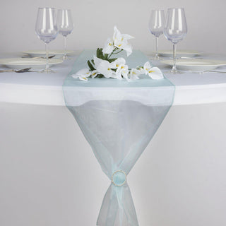 Enhance Your Wedding Decor with the Blue Sheer Organza Table Runners