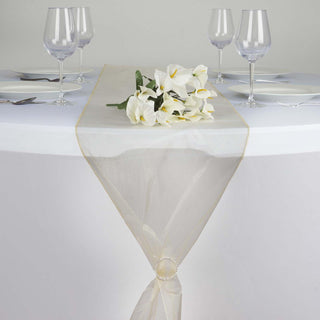 Elevate Your Event Decor with the Champagne Sheer Organza Table Runners