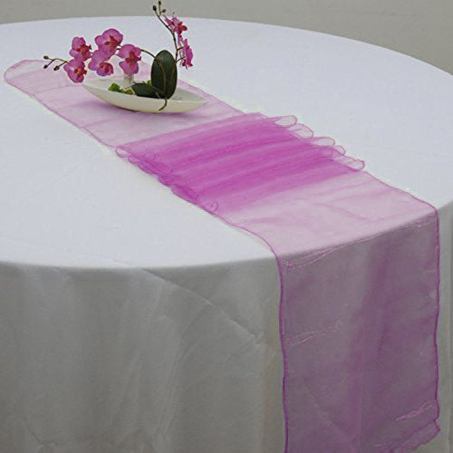 14" x 108" Fuchsia Organza Runner For Table Top Wedding Catering Party Decoration
