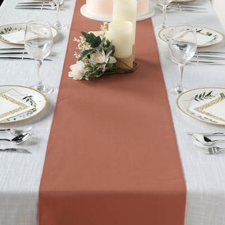 Enhance Your Event Decor with the Terracotta (Rust) Polyester Table Runner