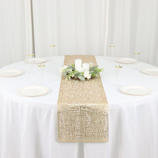 Make a Statement with the Metallic Gold Reversible Woven Vinyl Table Runner