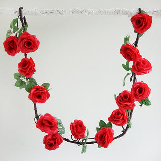 Enhance Your Event Decor with the 6ft Red Artificial Silk Rose Hanging Flower Garland
