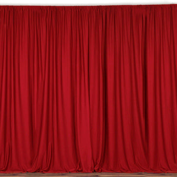 2 Pack Red Scuba Polyester Curtain Panel Inherently Flame Resistant Backdrops Wrinkle Free With Rod Pockets - 10ftx10ft