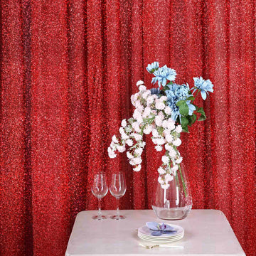20ftx10ft Red Metallic Shimmer Tinsel Event Curtain Drapes, Backdrop Event Panel