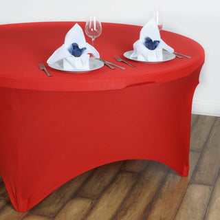 5ft Red Round Stretch Spandex Tablecloth