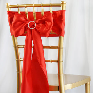 Add Elegance to Your Event with Red Satin Chair Sashes