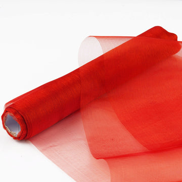 12"x10yd Red Sheer Chiffon Fabric Bolt, DIY Voile Drapery Fabric