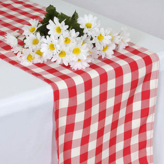 Red / White Gingham Polyester Checkered Table Runner Red / White Gingham Polyester Checkered Table Runner