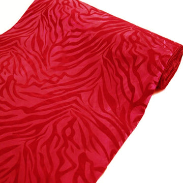 54"x10 Yards Red Zebra Animal Print Taffeta Fabric Roll