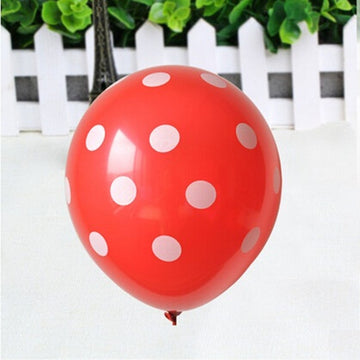 25 Pack 12" Red and White Fun Polka Dot Latex Party Balloons