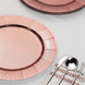 Rose Gold Disposable Charger Plates, Cardboard Serving Tray, Round with Glitter Texture Dotted Rims