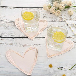 Rose Gold Heart Shaped Party Cocktail Paper Napkins Rose Gold Heart Shaped Party Cocktail Paper Napkins