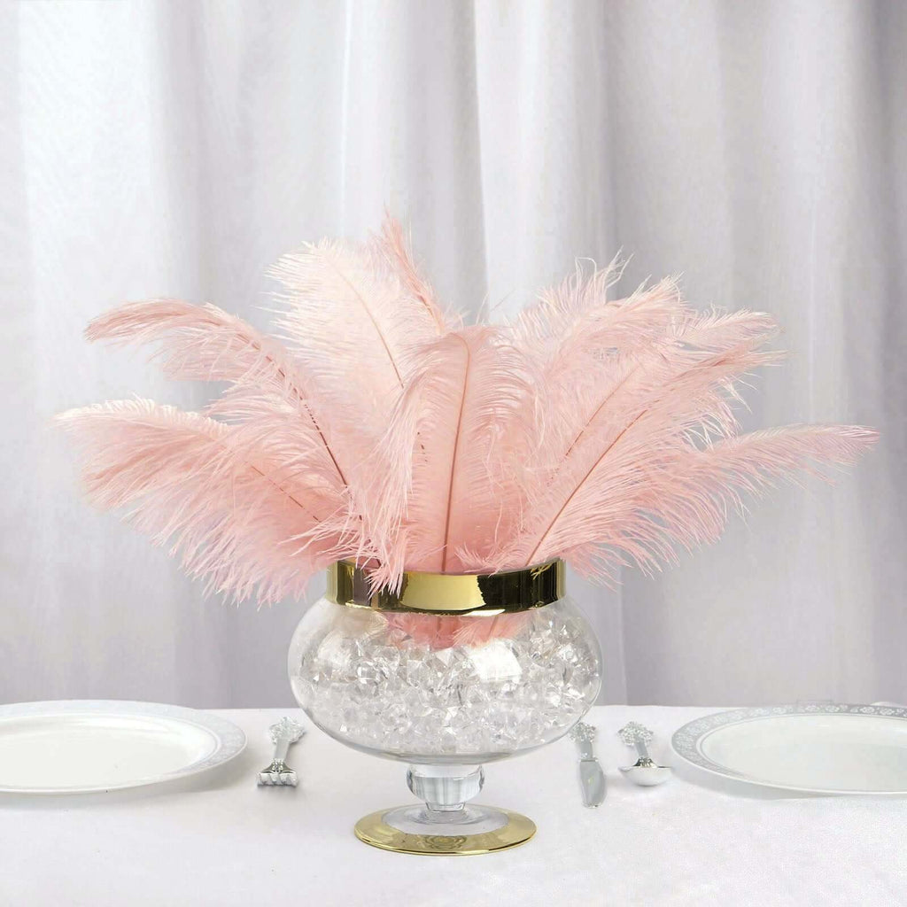 12 Pack  13-15 Rose Gold Natural Ostrich Plumes Wholesale