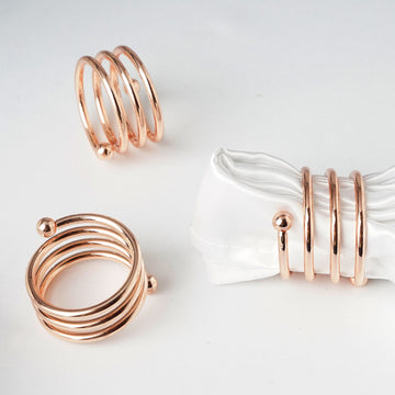 4 Pack Rose Gold Plated Spiral Aluminum Napkin Rings