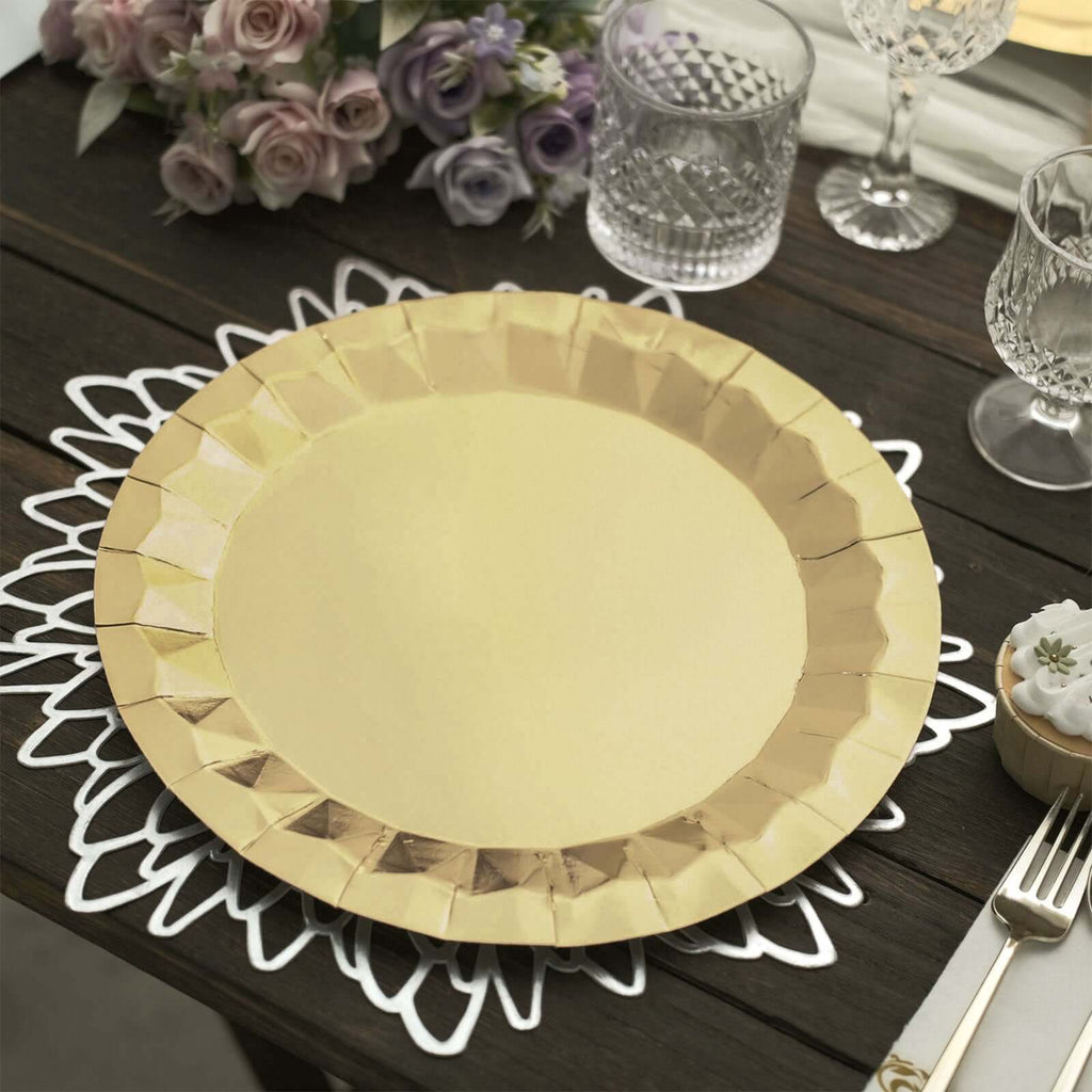 Metallic Gold Geometric Foil Paper Charger Plates