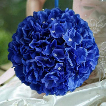 4 Pack 7" Royal Blue Artificial Silk Hydrangea Kissing Flower Balls