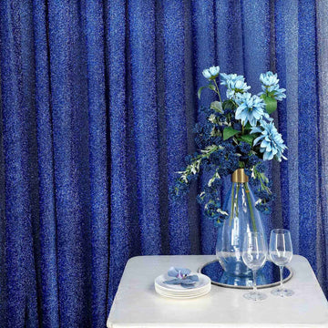 20ftx10ft Royal Blue Metallic Shimmer Tinsel Event Curtain Drapes, Backdrop Event Panel