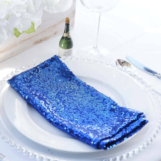 Enhance Your Table Setting with the Royal Blue Premium Sequin Cloth Dinner Napkin Enhance Your Table Setting with the Royal Blue Premium Sequin Cloth Dinner Napkin