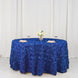 120inch Royal Blue Grandiose 3D Rosette Satin Round Tablecloth