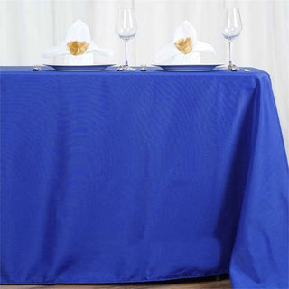 Add Elegance to Your Event with the Royal Blue Polyester Rectangle Tablecloth