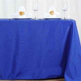 Add Elegance to Your Event with the Royal Blue Polyester Rectangle Tablecloth Add Elegance to Your Event with the Royal Blue Polyester Rectangle Tablecloth