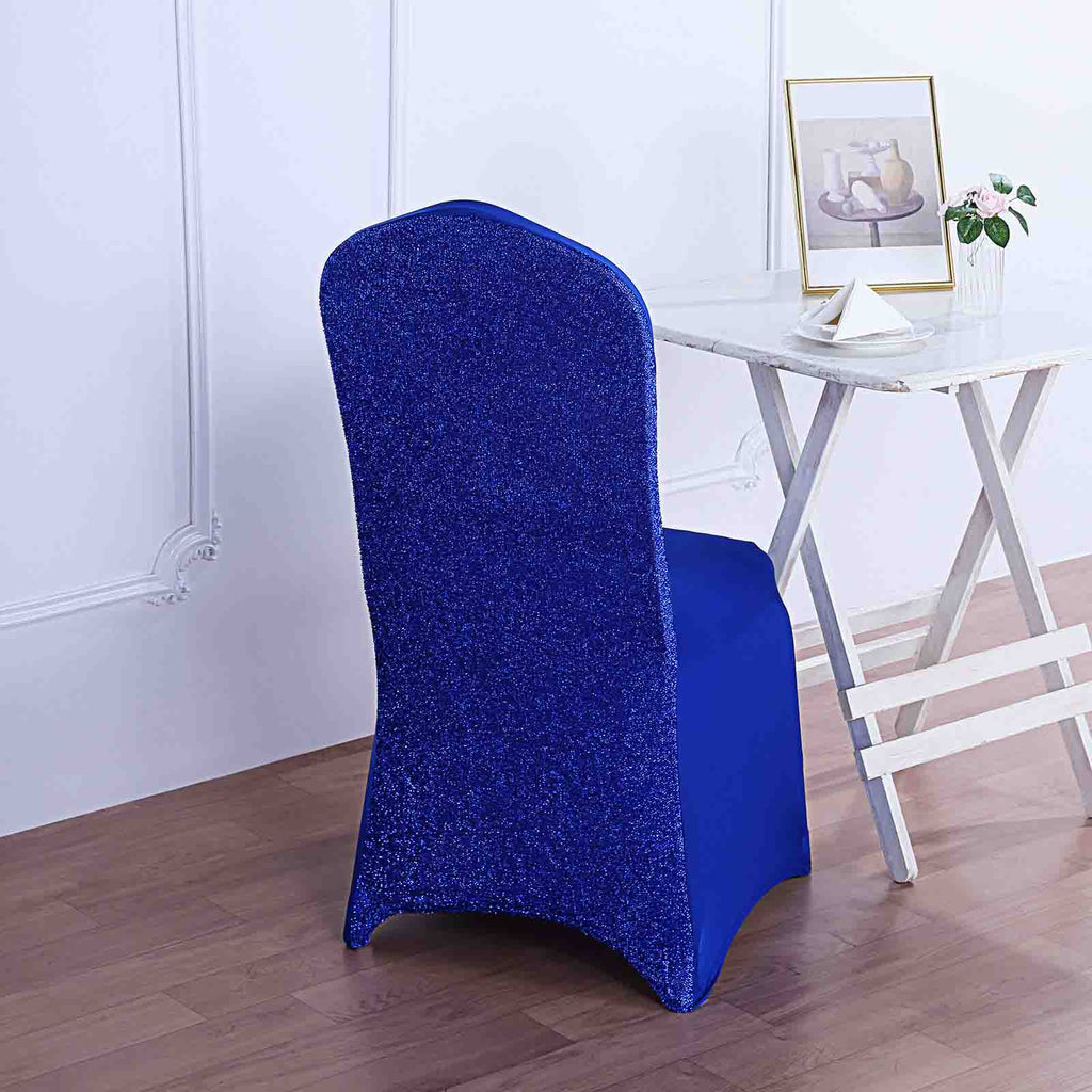 Royal Blue/white Striped Stretch Spandex Folding Chair Covers