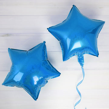 2 Pack 16" 4D Royal Blue Star Mylar Foil Helium or Air Balloons