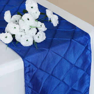 Add Elegance to Your Event with the Royal Blue Taffeta Pintuck Table Runner