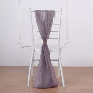 Elevate Your Event with Violet Amethyst Chiffon Chair Sashes Elevate Your Event with Violet Amethyst Chiffon Chair Sashes