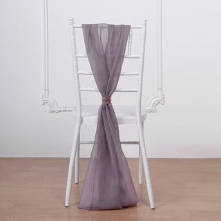 Elevate Your Event with Violet Amethyst Chiffon Chair Sashes