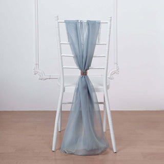 Dusty Blue DIY Premium Designer Chiffon Chair Sashes - 5 Pack Dusty Blue DIY Premium Designer Chiffon Chair Sashes - 5 Pack
