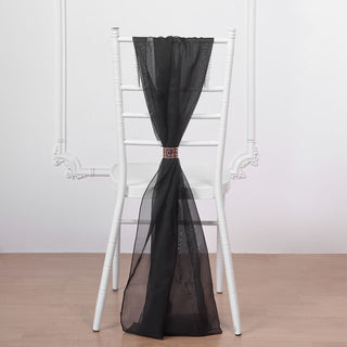 Black DIY Premium Designer Chiffon Chair Sashes - 5 Pack