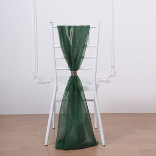 Elevate Your Event with Hunter Emerald Green Chiffon Chair Sashes